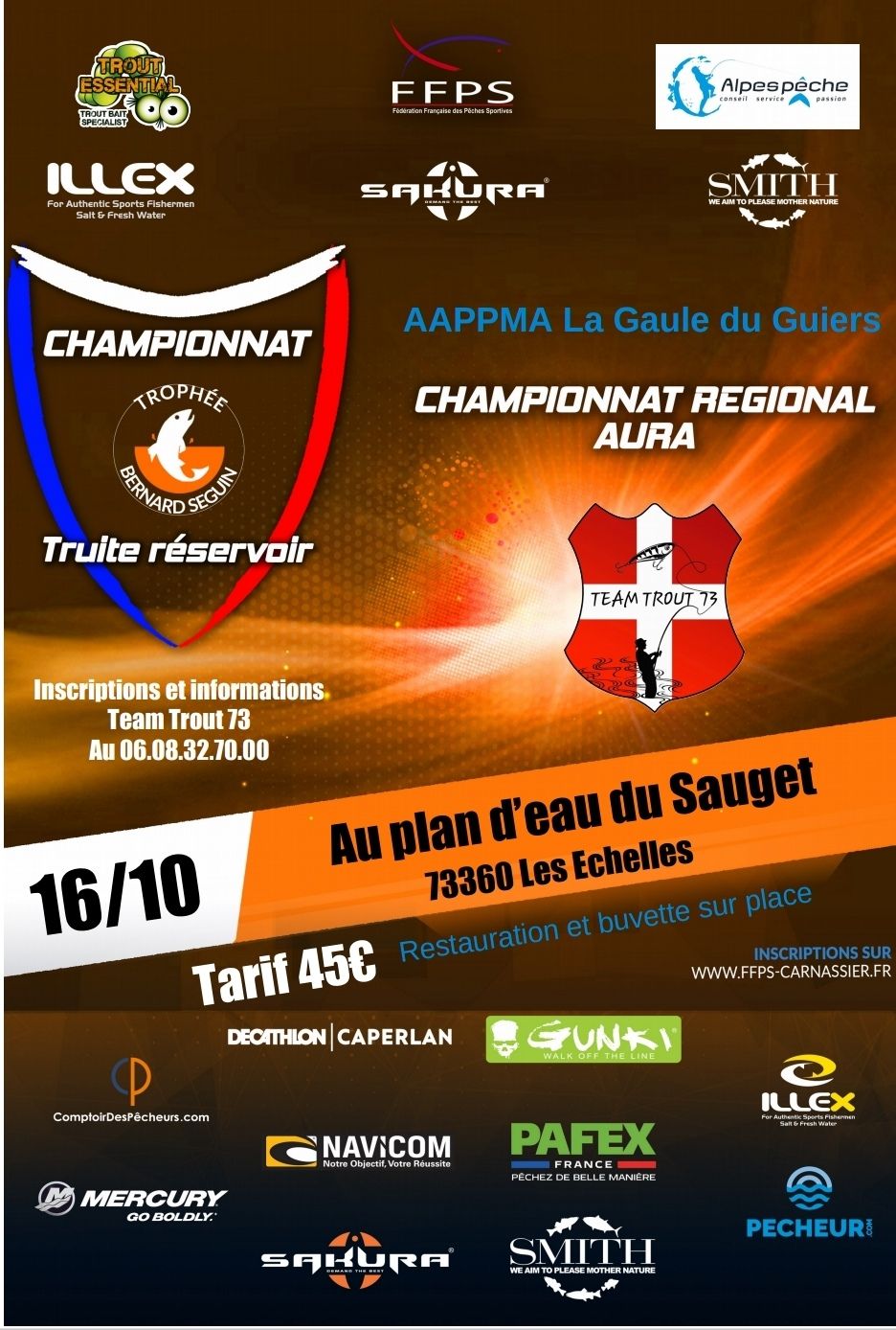 compétition pêche aux leurres 16 octobre plan d'eau du Sauget